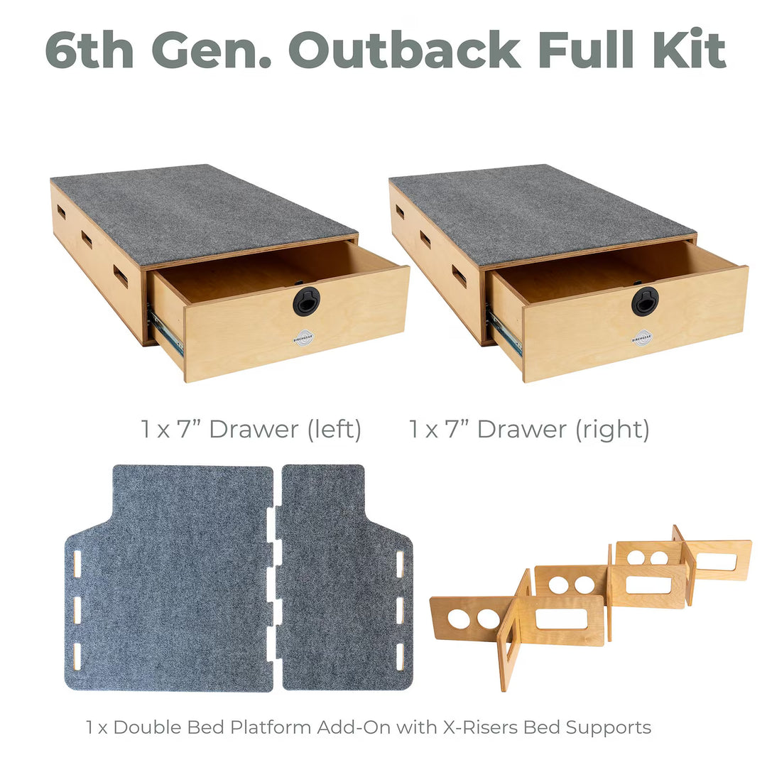 Subaru 6th Generation Outback Camping System ('20-'25) | Camping Drawers, Add-on bed, Full-kit, Single-Bed Kit
