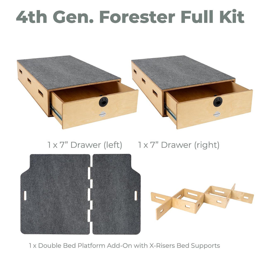 Subaru 4th Generation ('14-'18) Forester Camping System | Camping Drawers, Add-on bed, Full-kit, Single-Bed Kit