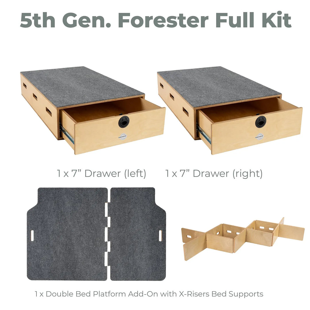 Subaru 5th Generation ('19-'24) Forester Camping System | Camping Drawers, Add-on bed, Full-kit, Single-Bed Kit