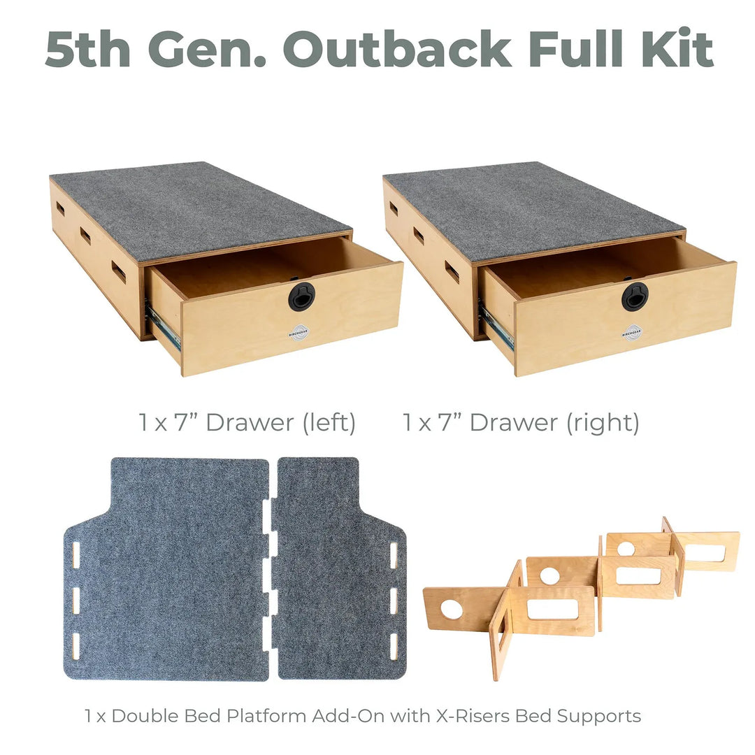 Subaru 5th Generation Outback Camping System ('14-'19) | Camping Drawers, Add-on bed, Full-kit, Single-Bed Kit