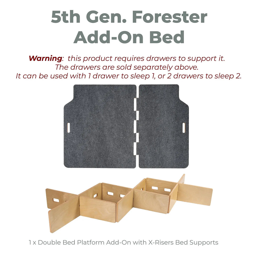 Subaru 5th Generation ('19-'24) Forester Camping System | Camping Drawers, Add-on bed, Full-kit, Single-Bed Kit