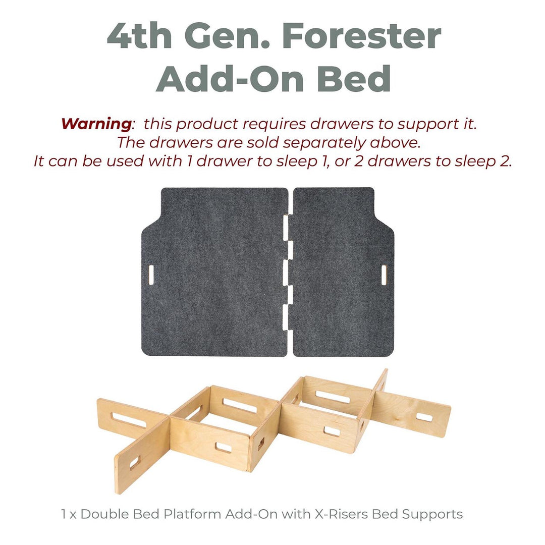 Subaru 4th Generation ('14-'18) Forester Camping System | Camping Drawers, Add-on bed, Full-kit, Single-Bed Kit