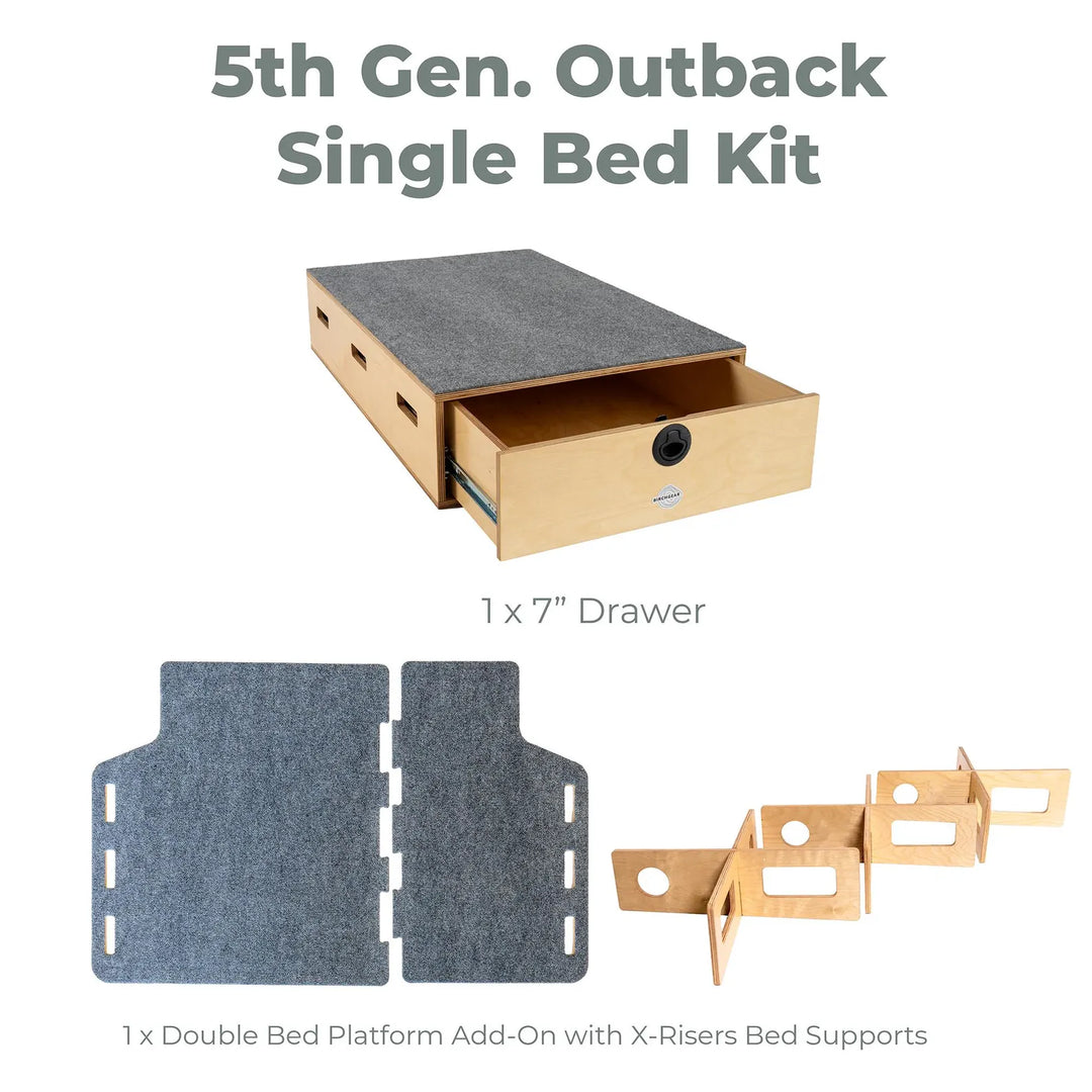 Subaru 5th Generation Outback Camping System ('14-'19) | Camping Drawers, Add-on bed, Full-kit, Single-Bed Kit