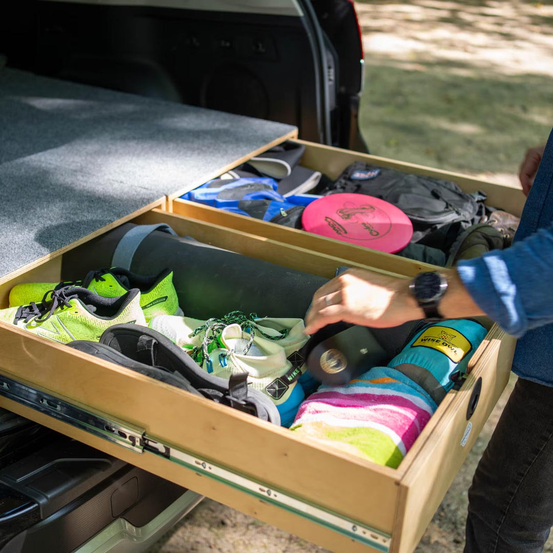 Subaru 4th Generation ('14-'18) Forester Camping System | Camping Drawers, Add-on bed, Full-kit, Single-Bed Kit